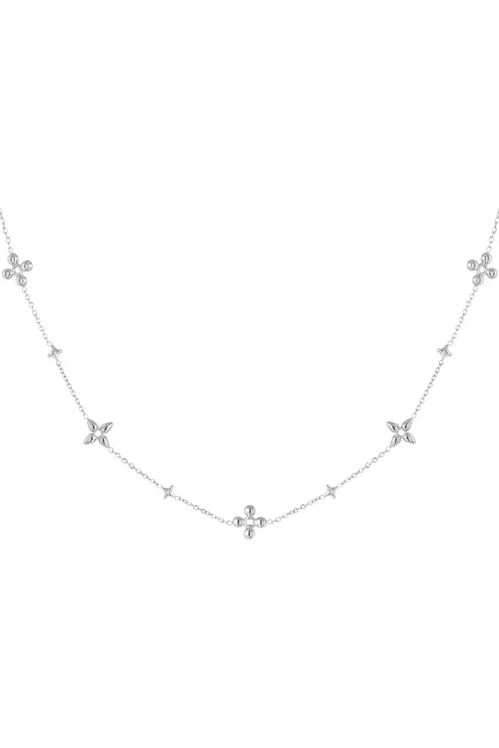 Collier de fête fleuri - argent