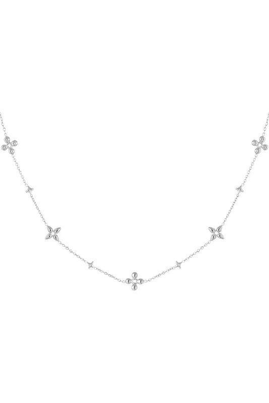 Collier de fête fleuri - argent