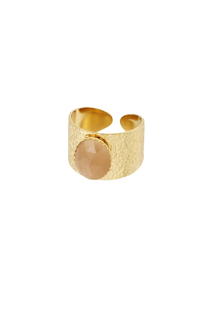 Bague pierre naturelle en acier inoxydable