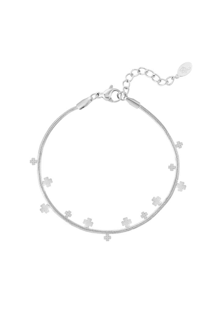 Bracelet trèfle fête - argent