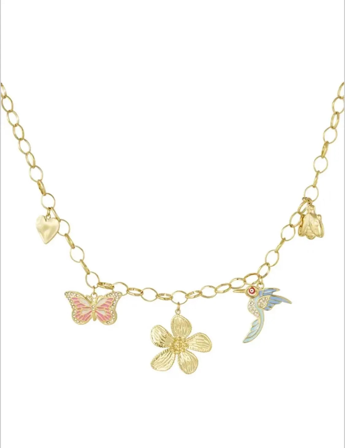 Collier charm floral sauvage - doré